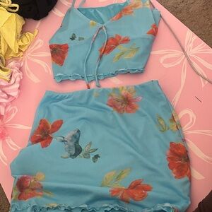 Floral Blue Two-Piece Set